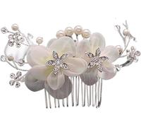 Hair jewelry, Hair Comb Wedding Bridal Hair Accessories Hair Side Comb Bridal Hair Clip Comb Rhinestone Silk Flower Clip Headpiece for Wedding Accessories Hair Side Combs
