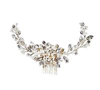 Hair jewelry,Hair Comb Wedding Bridal Hair Accessories Jewelry Crown for Women Crystal Hair Combs Rhinestone Pearl Bridal Hair Comb Women Hair Jewelry Wedding Hair Side Combs(Silver_6*20 cm)