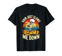 Hair Just Slows Me Down Bald Cyclist Skeleton Cycling T-Shirt