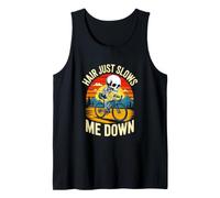 Hair Just Slows Me Down Bald Cyclist Skeleton Cycling Tank Top