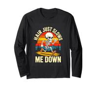 Hair Just Slows Me Down Bald Runner Skeleton Long Sleeve T-Shirt