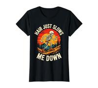 Hair Just Slows Me Down Bald Runner Skeleton Value Graphic T-Shirt, Women, Black, S