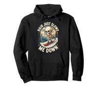 Hair Just Slows Me Down Bald Snowboarder Skull Pullover Hoodie