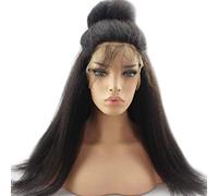 Hair Long Kinky Straight Lace Front Wigs,130% Density Body Wave Pre Plucked With Baby Hair Natural Hairline Brazilian Remy 9a Human Hair Lace Front Wigs with Adjustable Straps 26 inch,Black