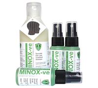 Hair Loss Treatment Set Lotion 30ml & Shampoo 200ml. Reduce Thin Hair Falling Out & Boost Growth. Effective Remedy. MINOX-ve Potent Minoxidil Free Formula. (1 Shampoo & 3 Lotions (3 months supply))