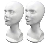 Hair Mannequin Head, 2Pcs Mannequin Head Female Hair Mannequin Head White Foam Head Model Hat Masks Glasses Hat Wig Show Display Manikin Head for Home, Salon, Shop, Styrofoam Head