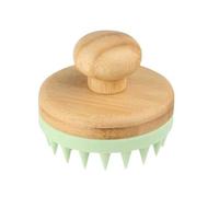 Hair Massager Wood and Silicone Soft Water Green Dry Shampoo Brush Curly and Smooth Hair Scalp Massager Relaxing Exfoliating Head to Stimulate Scalp Growth