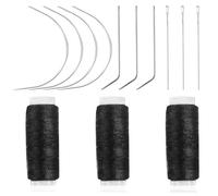 Hair Needle and Thread Set 13 Pcs Set Hair Extension Tools Curved Needle Black Weaving Thread for Making Wig, Sew in Needles and Threads Hand Sewing Hairs Weave Extension