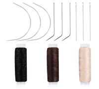 Hair Needle and Thread Set Sewing Hair 12 Pcs Set Hair Extension Tools Curved Needle Weaving Thread for Making Wig, Sew in Needle and Thread for Hair Hand Sewing Hair Weave Extension