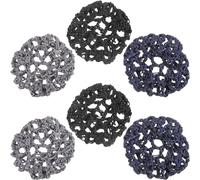 Hair Net Bun Covers 6pcs Rhinestone for Long Hair Buns | Elegant Cloth Finish, Firm Elastic Support, Neat Professional Look for Uniformed Service and Casual Occasions
