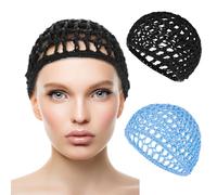 Hair Net Wrap Nets For Women 2 PCS Sleeping Sleep Cap Drying Curly Hair Crochet Press Hairnets Snood Wraps Cover Hairnet Workers Cap Mesh Head Caps Wrapping Long Curly Hair Overnight(blue/black)