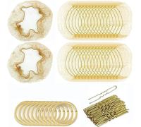 Hair Nets for Buns, 30pcs Blonde Invisible Hair Nets with 40pcs Hair Pins & 10pcs Hair Bands, Blonde Hair Net for Girls, Gold U Shape Bobby Pins for Ballet Dancers Nurse Women