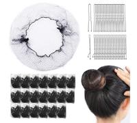 Hair Nets for Women - 24 Inches Hair Nets Invisible Long Lasting Elastic Lightweight Hair Nets for Ballet Bun Girls and Women Men,Hair Nets with Hair Pins and Hair Ties,Black