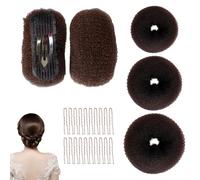 Hair Padding Set,Hair Bun Donut,Hair Padding,Volume Hair Increase Pad,Hair Bun Maker Hair Bump It Up Headband for Girls and Ladies DIY Bun Styling (With 3 flower bud hair buns + 20 U-shaped clips)