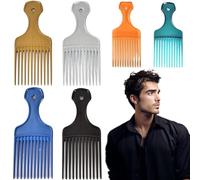 Hair Pick 6PCS Hair Picks for Curly, 6 Colors Plastic Pick, 6 Inch Practical Multifunctional Wide Tooth Comb for Women Men Styling