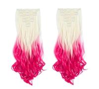 Hair Piece Set Hair Clip In Hair Extensions With Clips Hairpieces Synthetic Extension False/Fake Hair Blonde Hair Long Hair Pieces For Women(SA88 613TPINK)