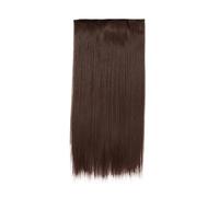 Hair Piece Synthetic Long Straight Clip In One Piece Hair Extension 5 Clips In Hair Extensions Brown Heat Resistant Fake Hair For Women For Women(SG66 99J)