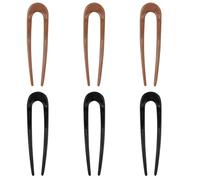 Hair Pins for Buns, 6Pcs U Shaped Hair Pins French Hairs Pin Bun Pin French Twist Hairpin Bun Plastic Hair Fork for Women French Twist Hair Accessories - Black/Light Brown