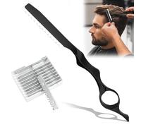Hair Razor for Cutting Hair, 11Pcs H air Styling Razor Thinning Comb H air Texturizing Cutting R azor Comb with Replacement Stainless Steel Razors for Salon Home Use (Black)