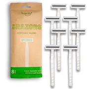 Hair Removal Crazors - Disposable Razors for Men/Women's Grooming - Single-Use Body & Face Shaver - Raw-Material Earth+Skin Loving Travel-Size Toiletries - 8-Pack by MyFriendly