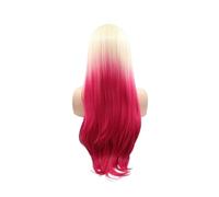 Hair Replacement Synthetic Blonde Ombre Pink Lace Front Wigs for Women Long Straight Heat Resistant Fiber(18inches)