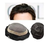 hair replacement system for men Human Hair Man Toupee Men's Wigs 10MM Wave Mono Lace With NPU Around Prothesis Replacement Male Hair Pieces men's toupee(6x8)
