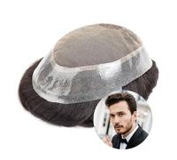 hair replacement system for men Lace and PU Base Australia Toupee Men Breathable Men's Wig For Men Capillary Prosthesis Replacement Natural Hairline System men's toupee(#1B)