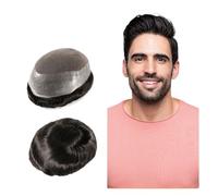 hair replacement system for men Natural Men Wig Hairpiece Human Prostheses Lace Top With PU Toupee Hair Replacement System Unit Hair Patch For Men men's toupee(#1)