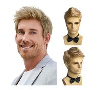 hair replacement system for men Wig for Men Male Mens Blonde Wigs Natural Fluffy Layered Synthetic Hair Daily Halloween men's toupee
