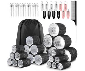 Hair Rollers Set-50PCS,Hair Rollers with Clips- eco-friendly Nylon Material,4-sizes for Various Curls - Perfect for Styling and Volume,60 45 36 25mm/24pc Curlers rollers & 24pc Curl Clips