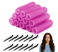 Hair Rollers with Clips, Velcro Rollers, Self Grip Small Hair Curlers, Salon Hairdressing Curlers Roller with Clips Tools for Women (Pink), 15mm-12pack, 1.0 count