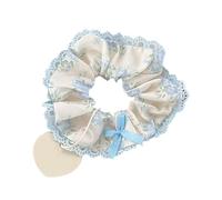 Hair Rope,Elastic Hair Ties Bracelets,Lace Bowknot Hair Scrunchies For Oversized Elastic(White)
