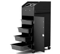 Hair Salon Trolley With Lock Rolling Cart For Hairdressers Barbershop Dyeing And Styling Tools Beauty Salon Storage Rack White Color(One Color-Black)