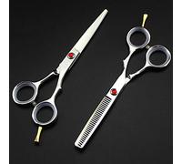 Hair Scissors,Hair Cutting Scissors Shears Kit, 5.5 Inch Professional Japan 440c Red Gem Hair Scissors Haircut Scissor Thinning Barber Cutting Shears Hairdresser Scissors Set.Set
