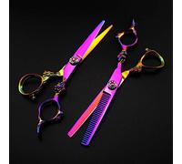 Hair Scissors,Hair Cutting Scissors Shears Kit, 6 Inch JP 440C Steel Rainbow Dragon Hair Scissors Haircut Thinning Barber Hair Cutting Shears Hairdresser Scissors Set,.
