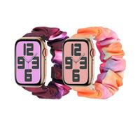 Hair Scrunchie Band Compatible with Apple Watch for Kids 38mm 40mm 41mm 42mm 44mm 45mm 46mm 49mm Cute Printed Elastic Solo Loop Bracelet for iWatch Series, 38mm/40mm/41mm, Cotton, No Gemstone