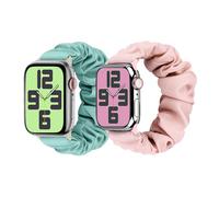 Hair Scrunchie Band Compatible with Apple Watch for Kids 38mm 40mm 41mm 42mm 44mm 45mm 46mm 49mm Cute Printed Elastic Solo Loop Bracelet for iWatch Series, 42mm/44mm/45mm/49mm, Cotton, No Gemstone