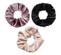 Hair Scrunchie with Zip, Hair Bobbles Women's Scrunchies Scrunchie Zipper, Soft Rope Large Travel Gadgets Valuables Money Hiding Place Secret Compartment for Women at Home (Black + Lotus Root Pink +