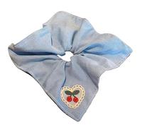 Hair Scrunchies 10PCS High-value cherry pure white hollow fabric square scarf with large intestine headband and sweet headband hair accessor(1pc blue)