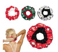 Hair Scrunchies - 4 Pieces Soft Christmas Themed Scrunchies, Delicate Elastics That Do Not Harm Your Hair, for Travel, Holiday, Home School, Ideal for Girls, Friends or Wives
