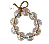 Hair Scrunchies for Women 2Pcs Women Girls Shiny Colorful Hair Ties Holographic Clear Bubble Beaded Elastic Rubber Band Rope Knotted Jewelry Ponytail Holder Scrunchies Hair Ties for Women Girls