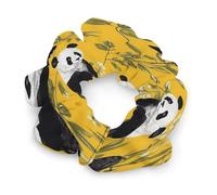 Hair Scrunchies for Women,Panda on Yellow Backgroundprinted Soft Elastic Satin Scrunchies Hair Accessories Ponytail Holders