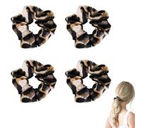 Hair Scrunchies - Homiladi 4 Pack Large Soft Leopard Hair Elastics | Leopard Print Ponytail Hair Ties | Hair Bobbles for Thick Hair & All Styles | Women's Hair Accessories Set (4Pcs)