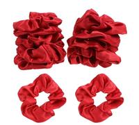 Hair Scrunchies Ponytail Holder Elastic Red Christmas Fabric 10pcs