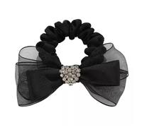 Hair Scrunchies Womens Tulle Rhinestone Heart Bow Hair Rope for Women Girls Ladies