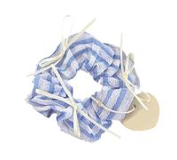 Hair Scrunchy with Ribbon Bowtie Ponytail, Blue striped bow | Oversized Elastic Ribbon Bowtie Rope Scrunchy Ponytail Holder for Girl Sweet Hair Ornament Wedding Party