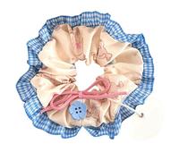 Hair Scrunchy with Ribbon Bowtie Ponytail, Cute with blue, A | Oversized Elastic Ribbon Bowtie Rope Scrunchy Ponytail Holder for Girl Sweet Hair Ornament Wedding Party