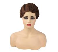 Hair Short Curly Wig Wigs for Finger Wave Synthetic Black Hair Wig Cosplay(BROWN)