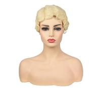 Hair Short Curly Wig Wigs for Finger Wave Synthetic Black Hair Wig Cosplay(Faint yellow)