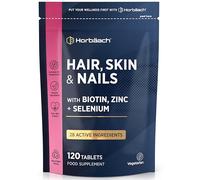 Hair Skin and Nails Vitamins | Biotin Hair Growth | with Biotin, Zinc and Selenium | Beauty Supplement for Women and Men | 120 Vegetarian Tablets | by Horbaach